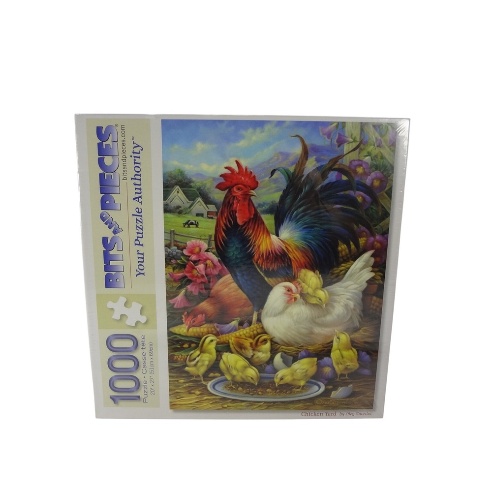 Bits and Pieces Chicken Yard 1000 Piece Jigsaw Puzzle Farm Rooster Still Sealed